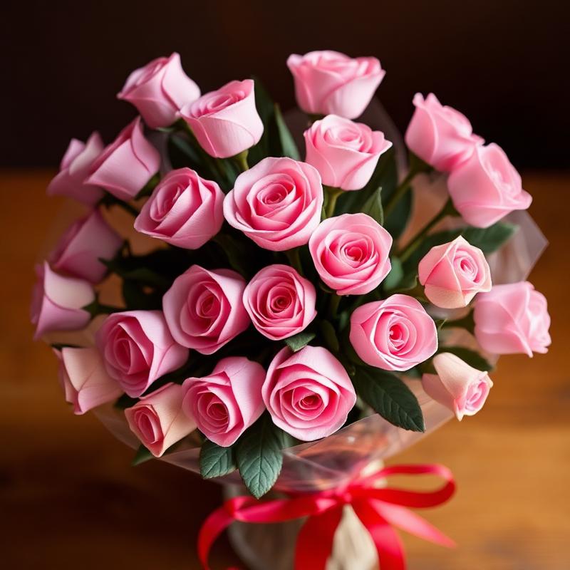 Pink Passion wooden rose bouquet