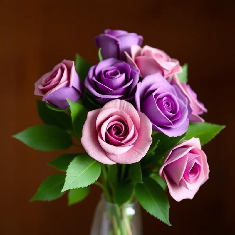 Purple Elegance wooden rose bouquet